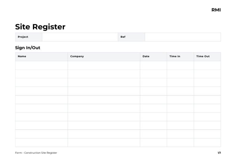 Construction Site Register Template | PDF