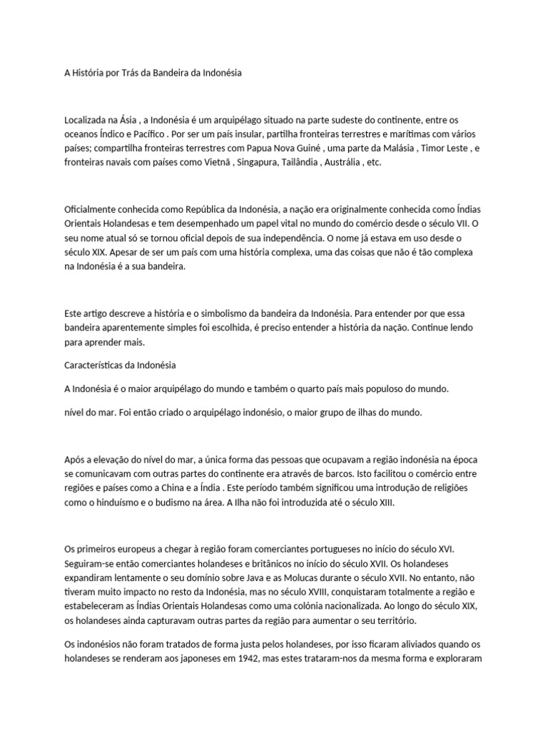 História e Simbolismo da Bandeira Indonésia | PDF | Indonésia | Java