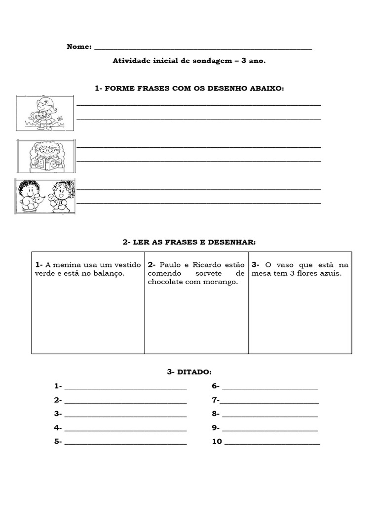 Sondagem de Leitura e Escrita - 3º Ano | PDF