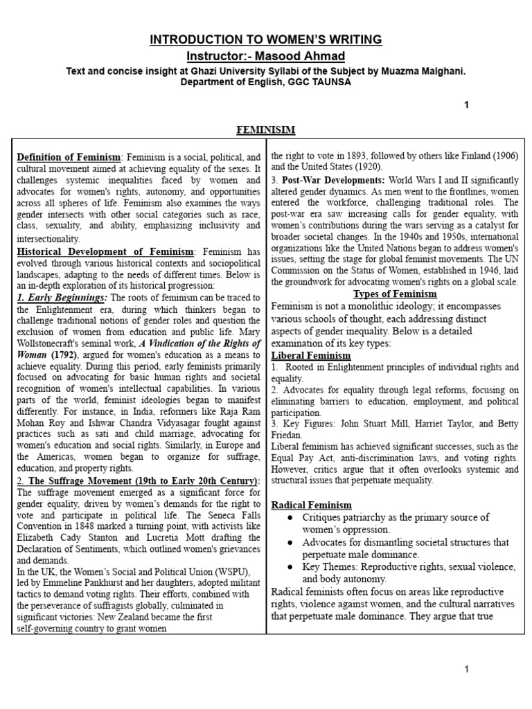 Women's Writing.3rd Semester | PDF | Feminism | Gender Studies
