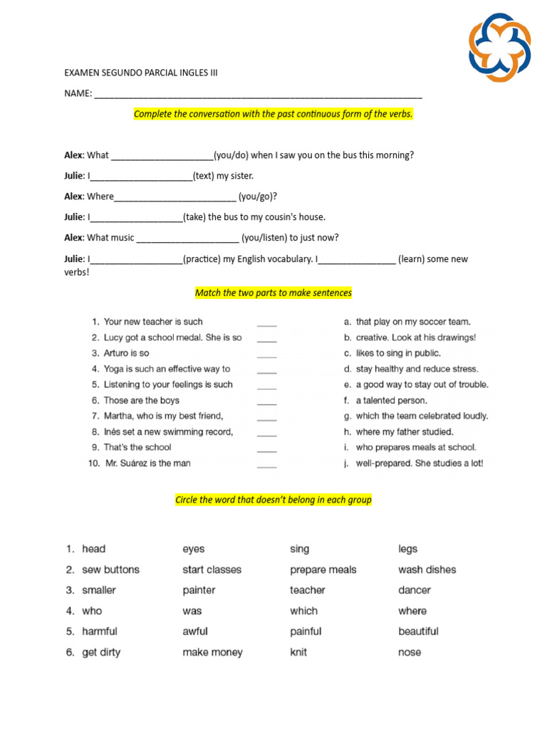 Examen Segundo Parcial Ingles Iii | PDF