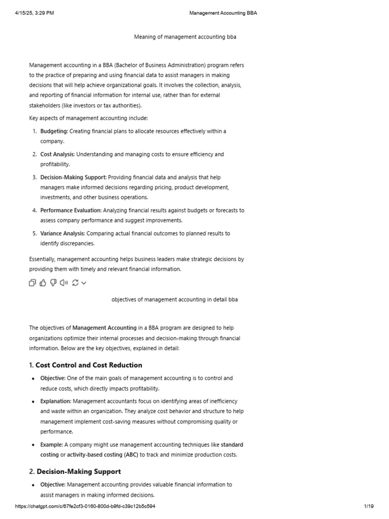 Management Accounting Bba Unit 1 Pdf Financial Accounting