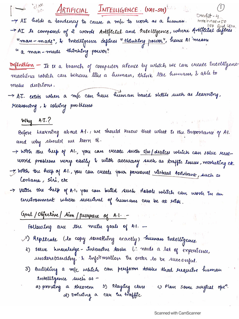 Ai Unit 1 Notes Pdf