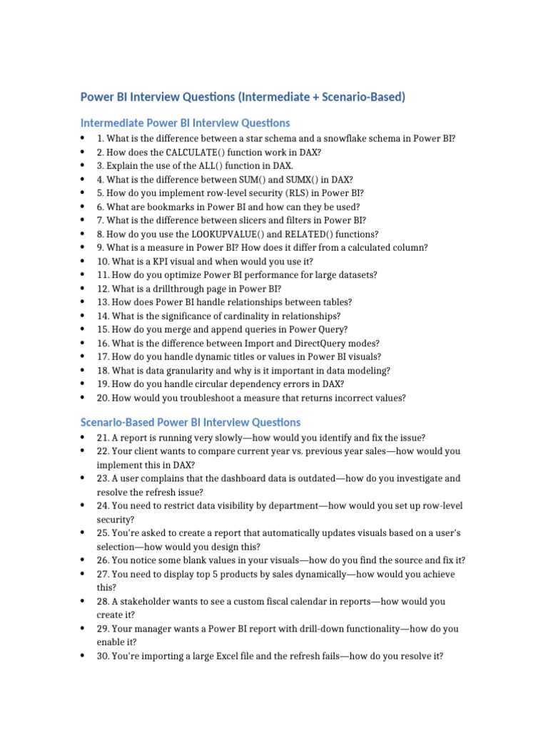 Power BI Scenario-Based Interview Guide | PDF | Information Technology ...