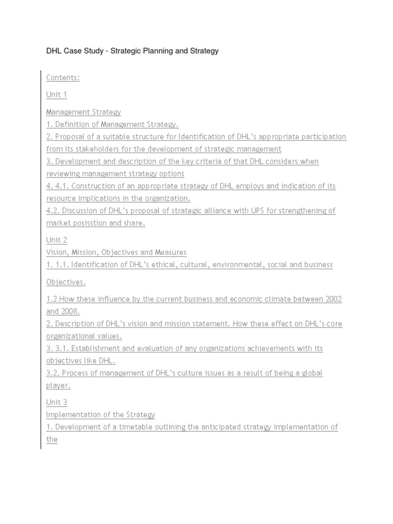 DHL Case Study | PDF | United Parcel Service | Strategic Management