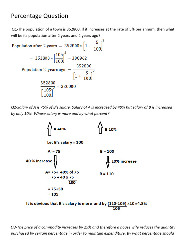 Percentage-Questions With Solution | PDF | Area | Economies