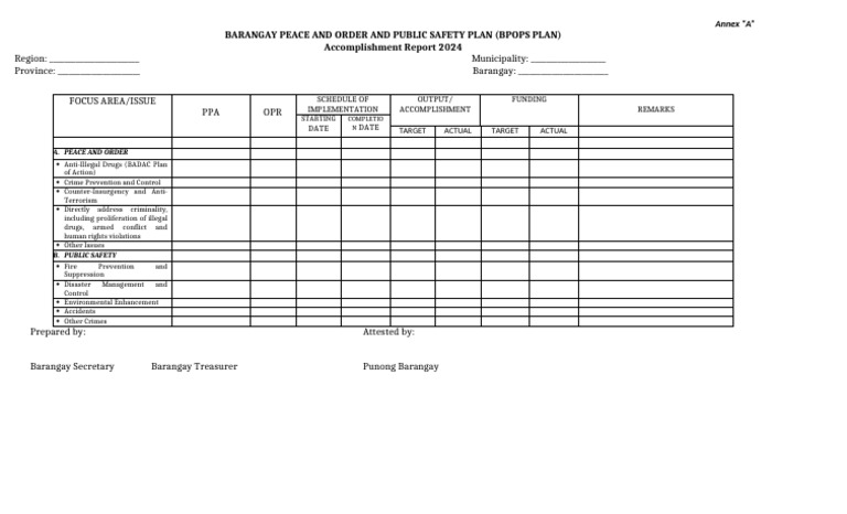 2024 Barangay Peace and Order Report | PDF