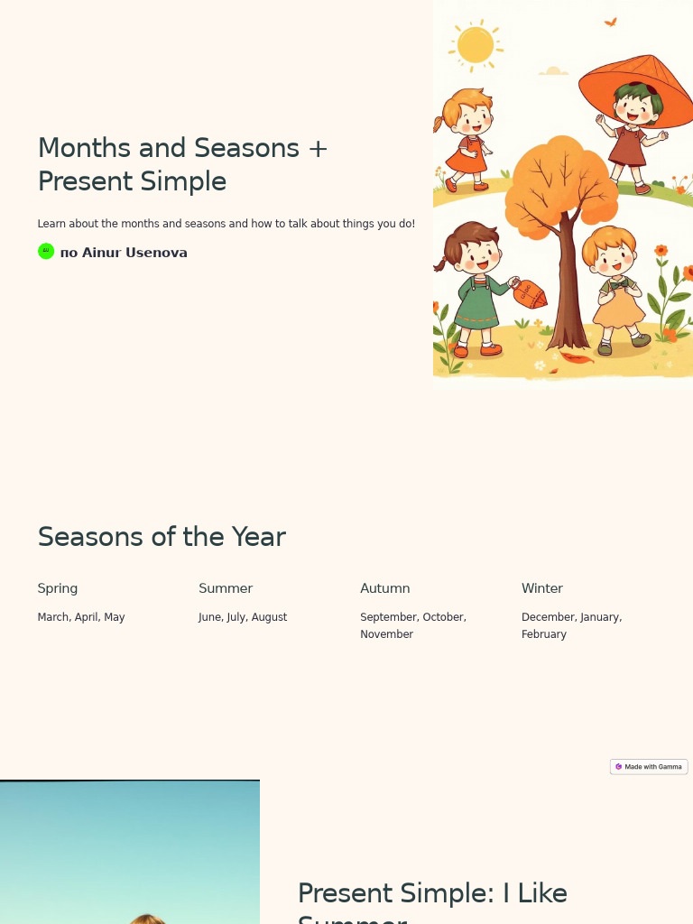 Months, Seasons, and Present Simple | PDF