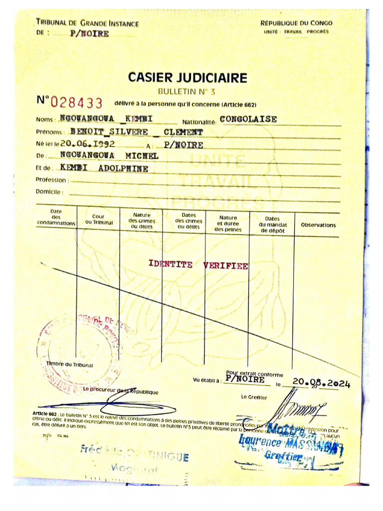 Casier Judiciaire | PDF
