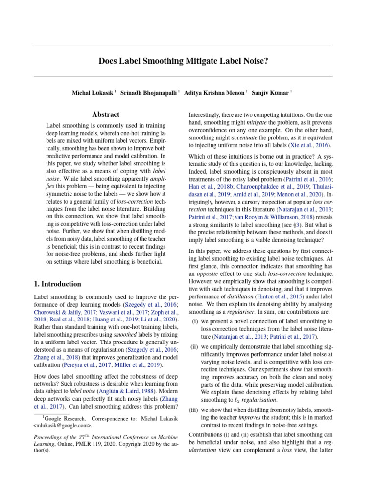 Label Smoothing and Label Noise Mitigation | PDF | Bias Of An Estimator ...