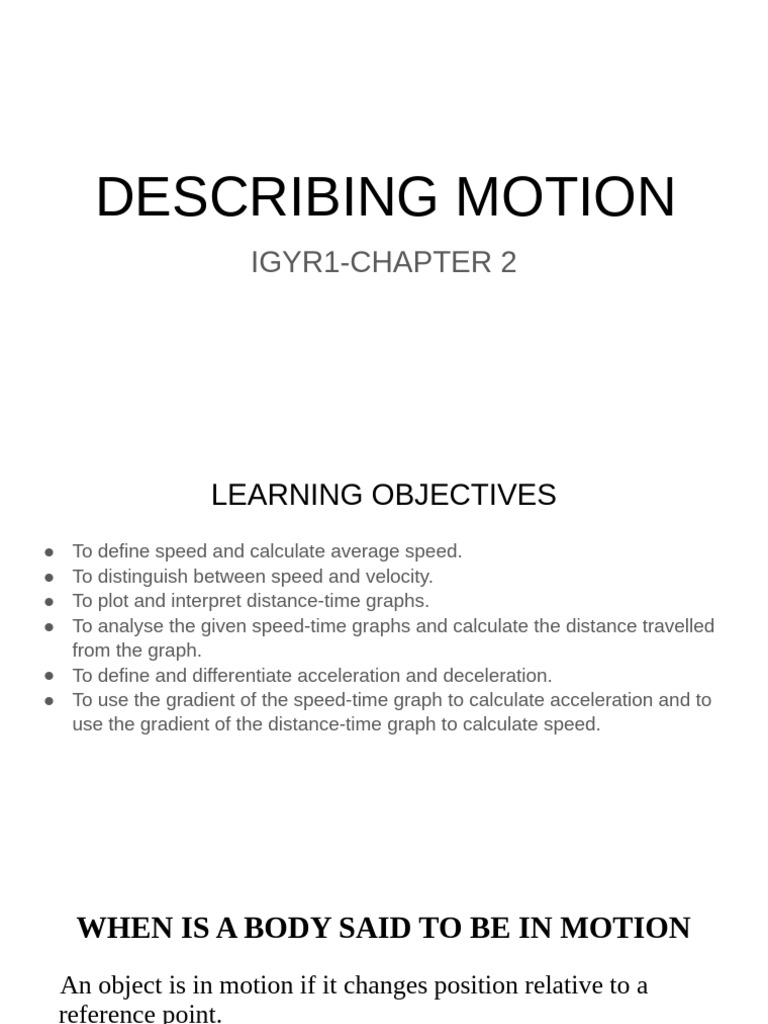 Understanding Motion: Speed, Velocity, and Graphs | PDF