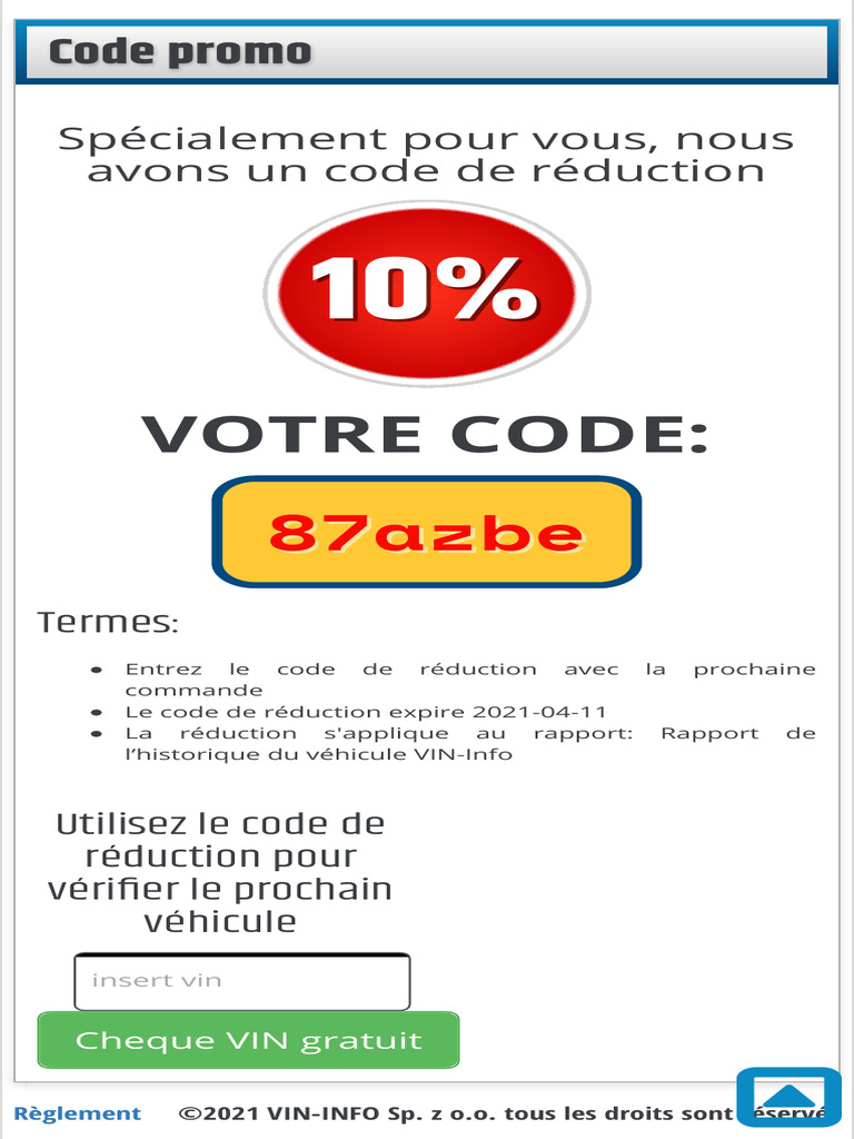 Code Promo VIN-Info de 10% | PDF