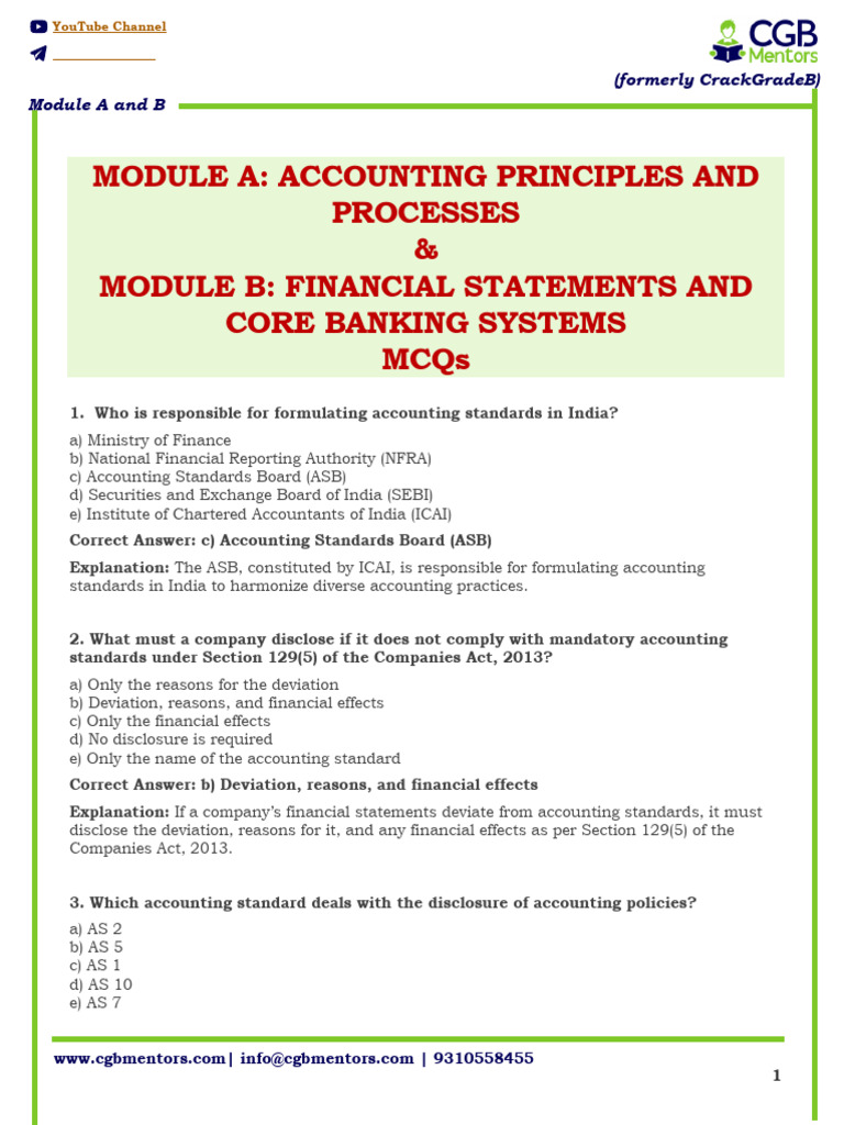 Module A + B MCQ | PDF | International Financial Reporting Standards ...