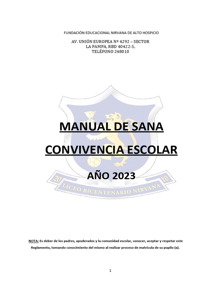 Manual de Convivencia Escolar 2023 | PDF | Residuos | Enseñando