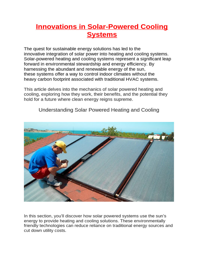 Innovations in Solar - Powerd Cooling System | PDF | Solar Energy ...