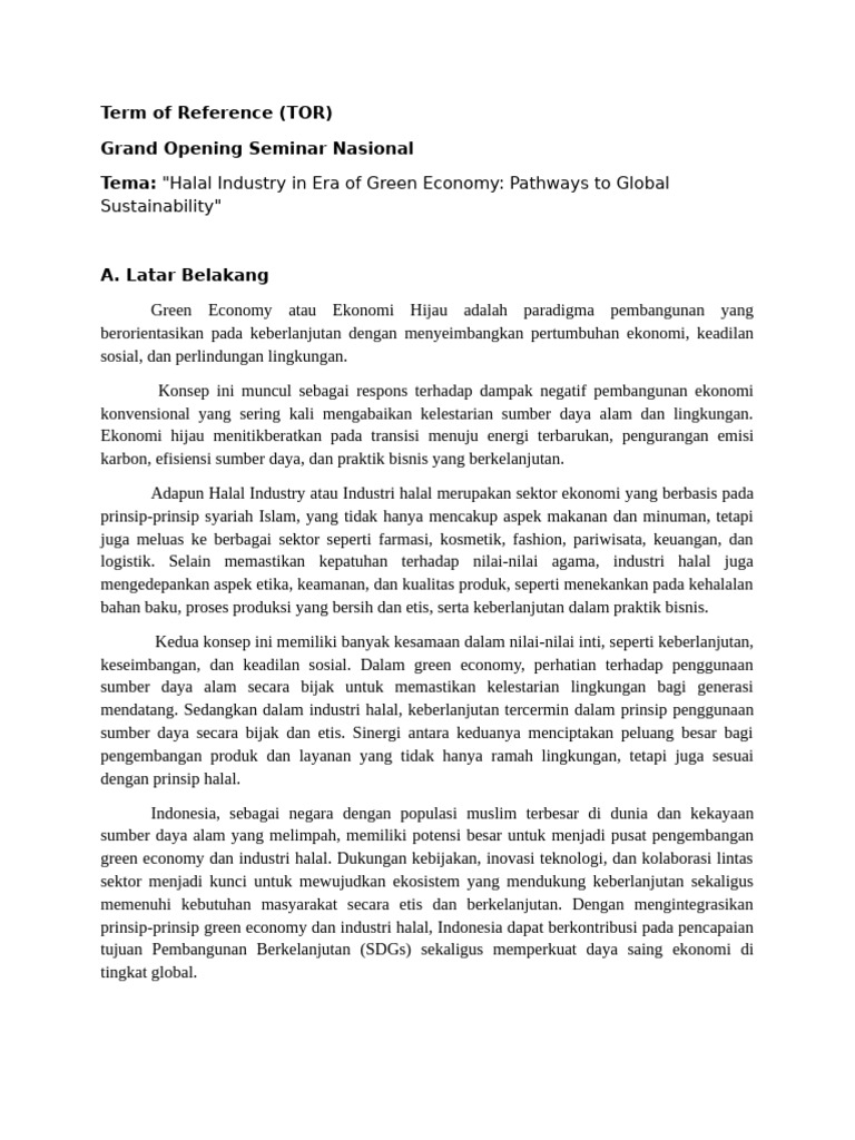 Term of Reference Kosongan | PDF