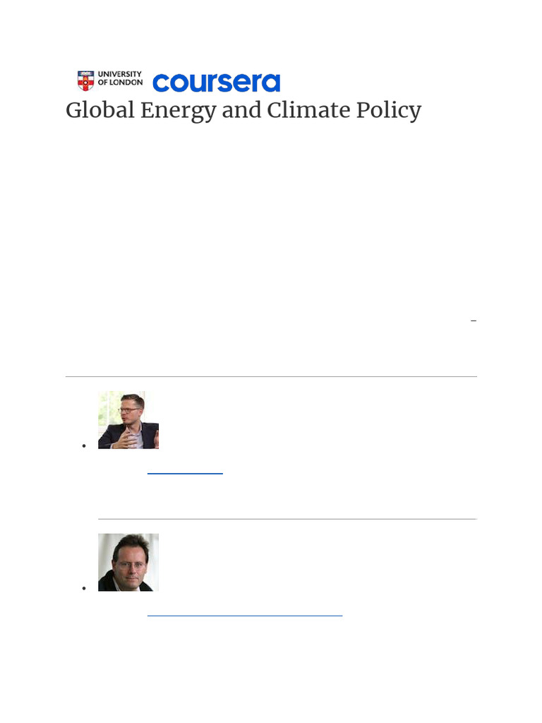 Global Energy and Climate Policy Course | PDF | Climate Change ...