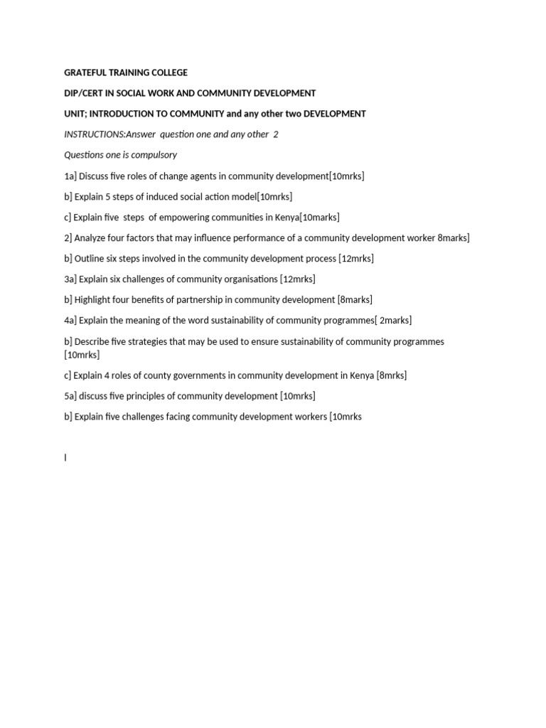Community Development Course Overview | PDF