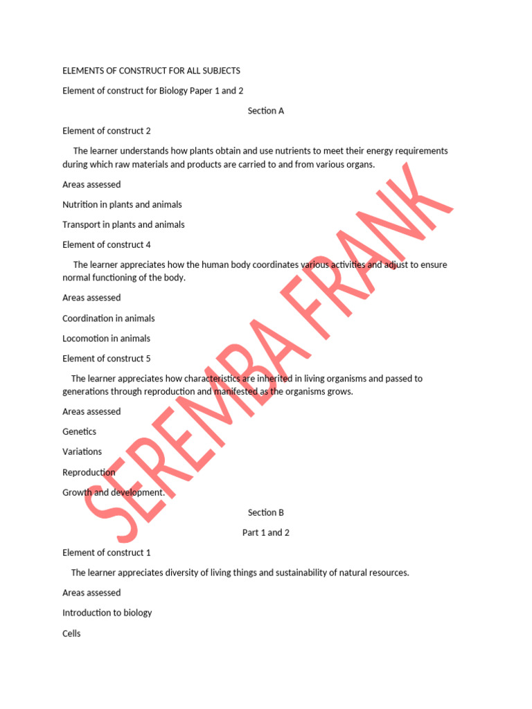 Elements of Construct in Science Education | PDF | Electricity | Plants