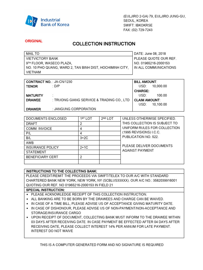1.collection Instruction | PDF | Business Law | Business