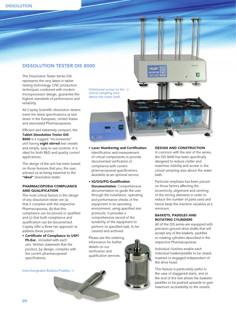 Advanced Tablet Dissolution Tester DIS 8000 | PDF | Calibration ...
