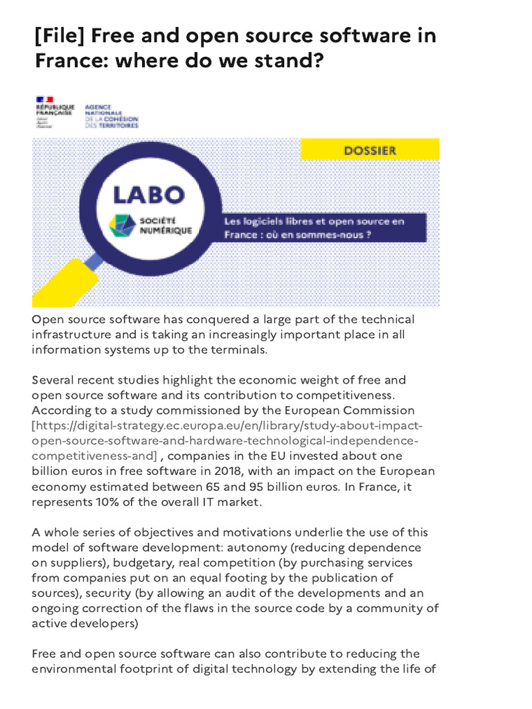 (FR) Free and Open Source Software in France - Where Do We Stand - Labo ...