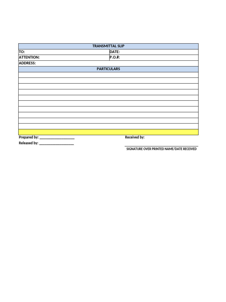 Transmittal Slip Template | PDF