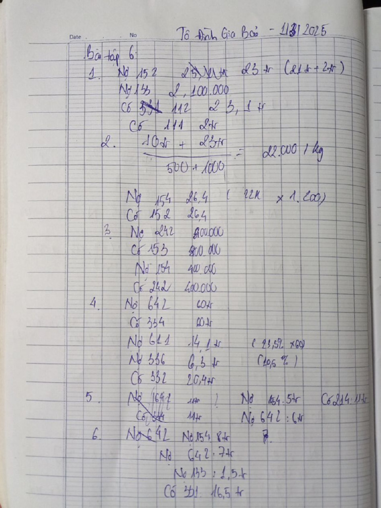 Tô Đình Gia Bảo - BT 6 | PDF