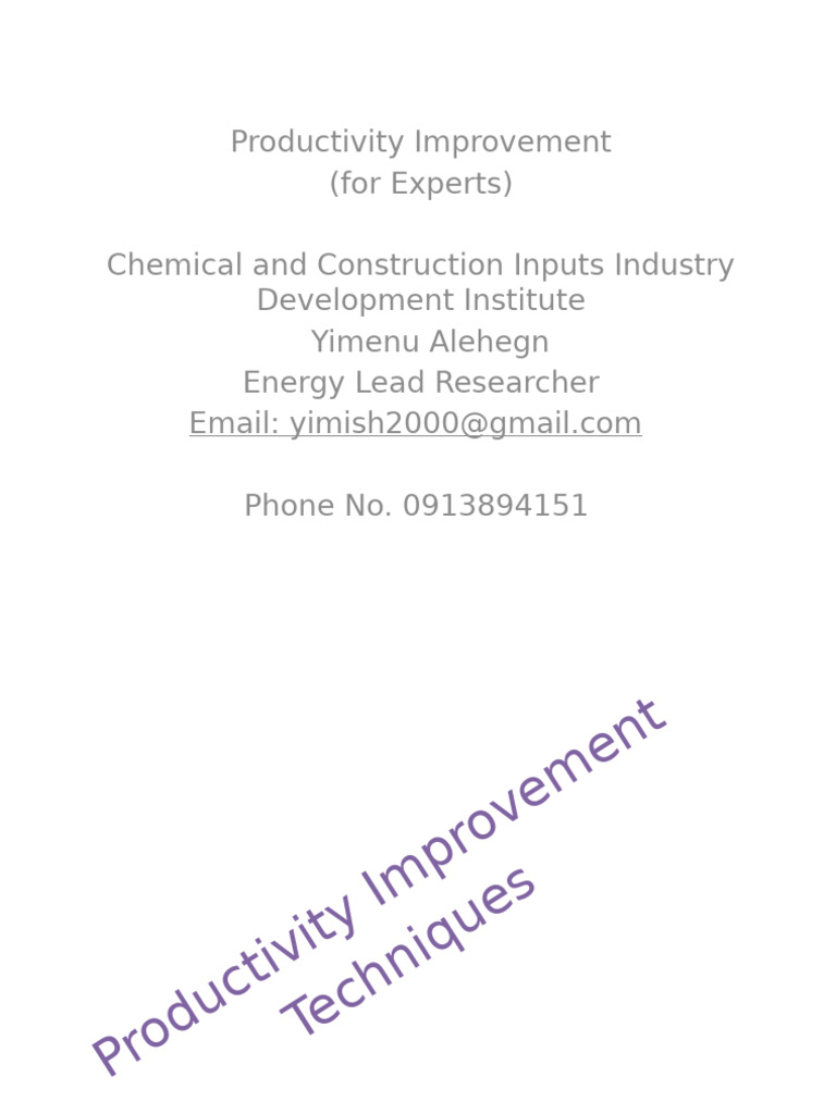 Productivity Improvement Techniques Guide | PDF | Six Sigma | Lean ...