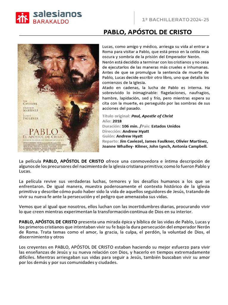 Pablo, Apóstol de Cristo Lucha y Fe PDF Pablo el