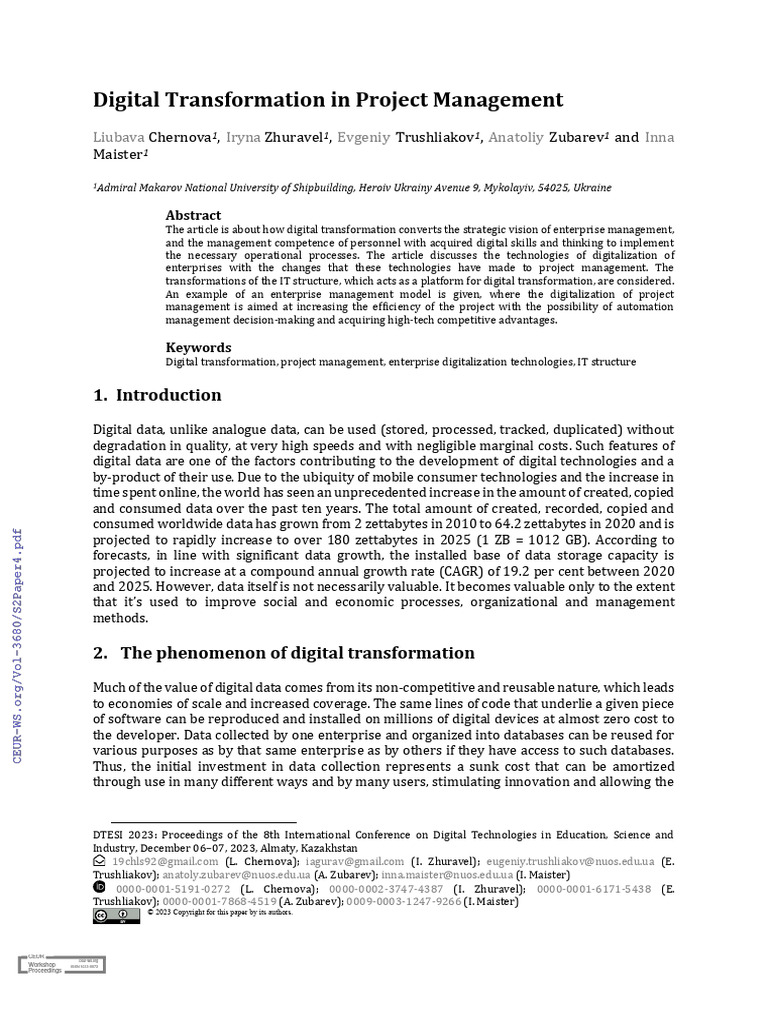 Digital Transformation in Project Management | PDF | Supply Chain ...