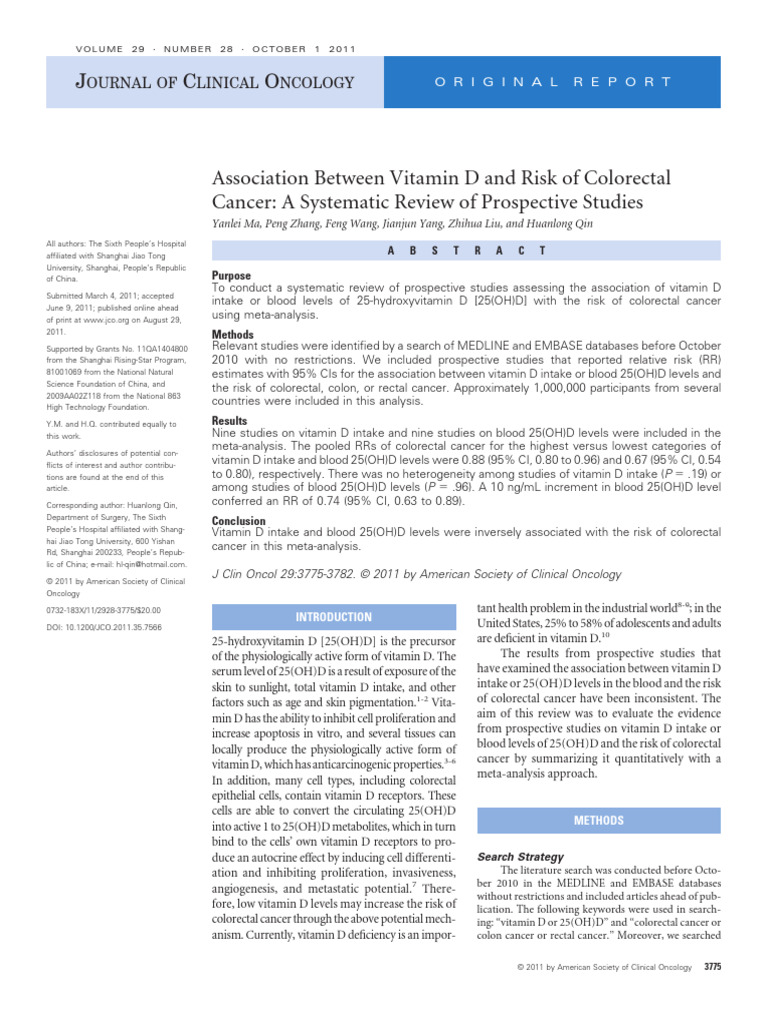 Vitamin D and Colorectal Cancer Risk | PDF | Vitamin D | Colorectal Cancer