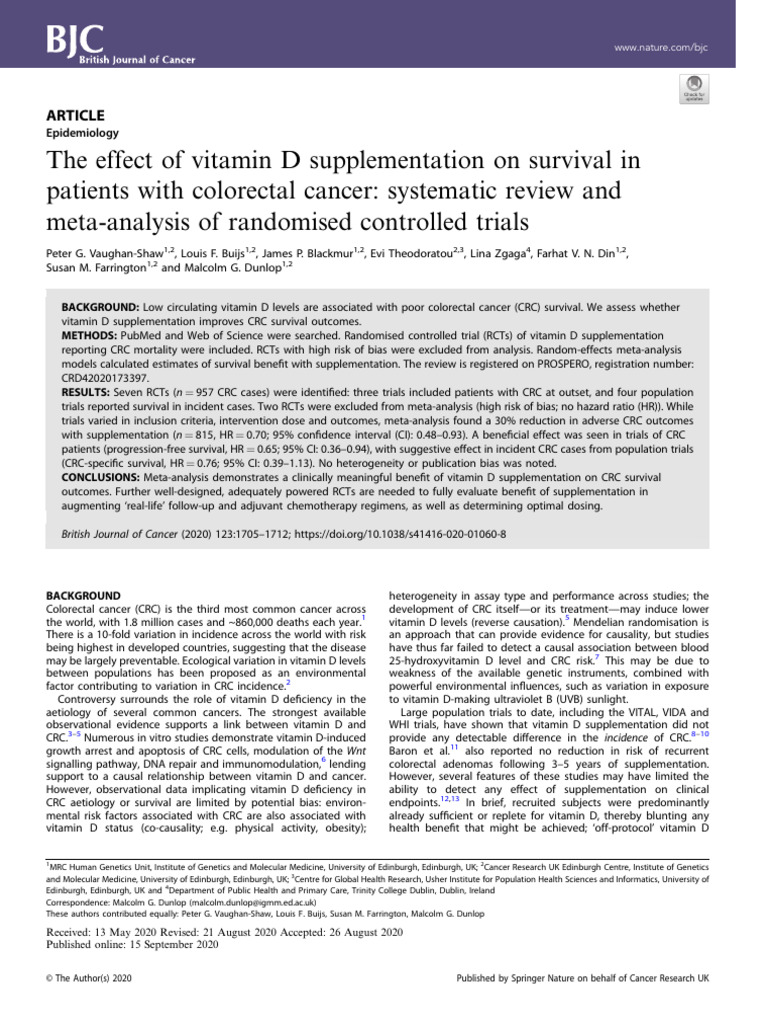 2020 Article 1060 | PDF | Vitamin D | Meta Analysis