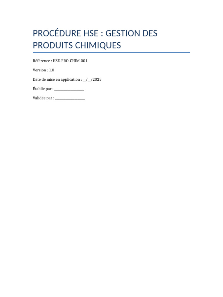 Gestion HSE des Produits Chimiques | PDF | Substances chimiques ...