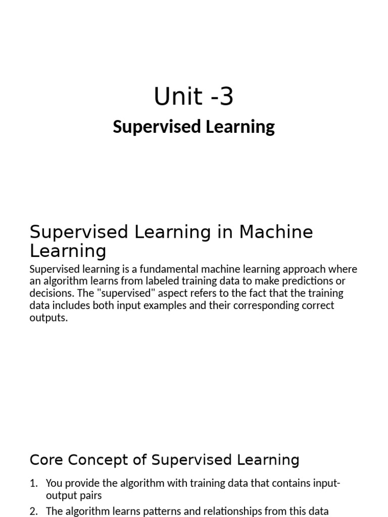 Supervised Learning in Machine Learning | PDF | Statistical ...
