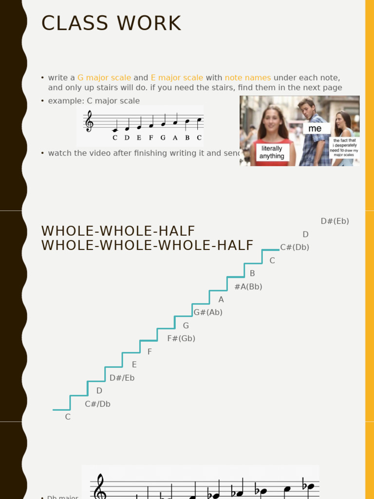 Class Work: G Major Scale E Major Scale Note Names | PDF