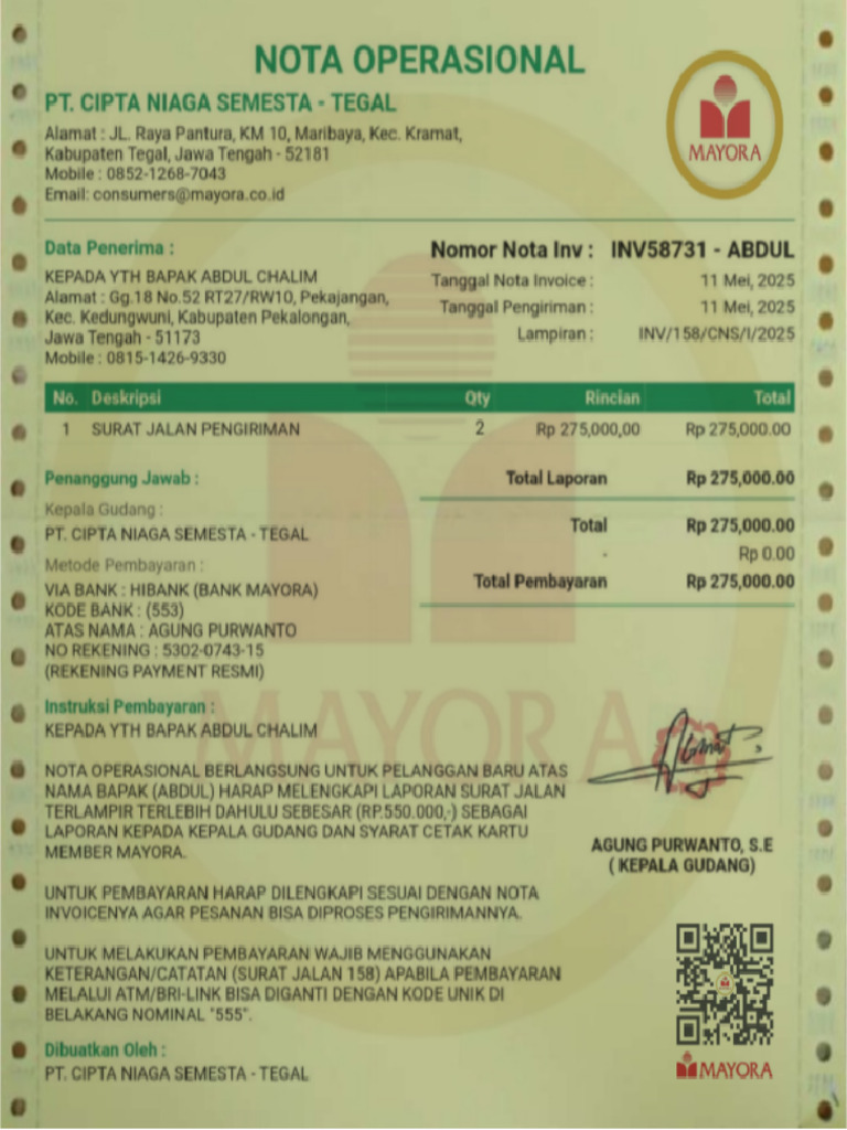 Nota Operasional Abdul | PDF