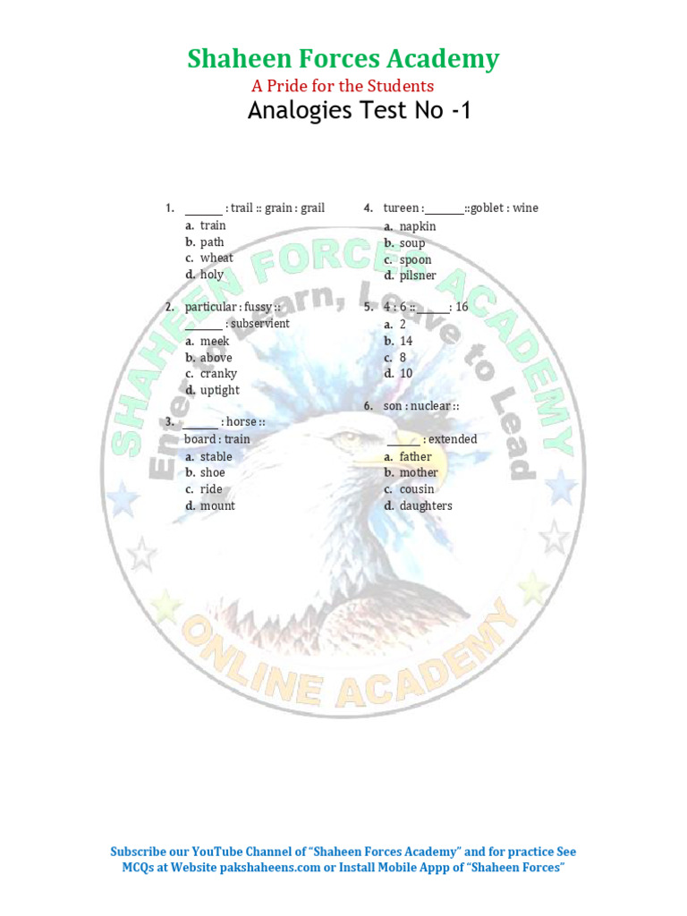 Verbal Intelligence - IQ Portion - Test#01 | PDF