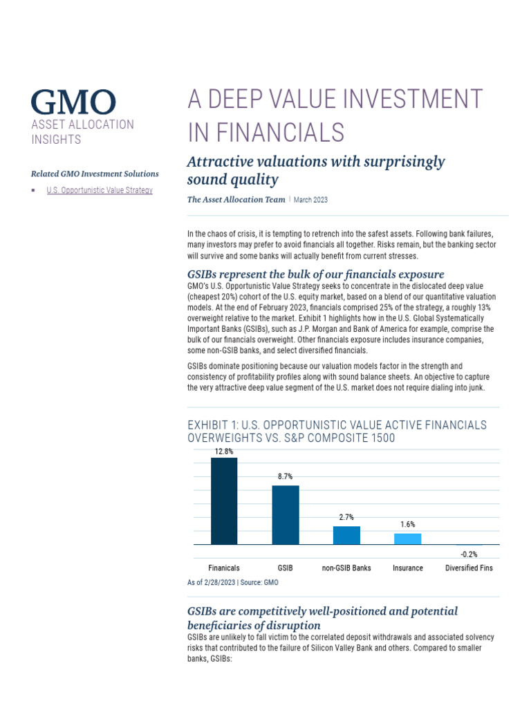 Deep Value in Financials: GSIB Insights | PDF | Valuation (Finance ...
