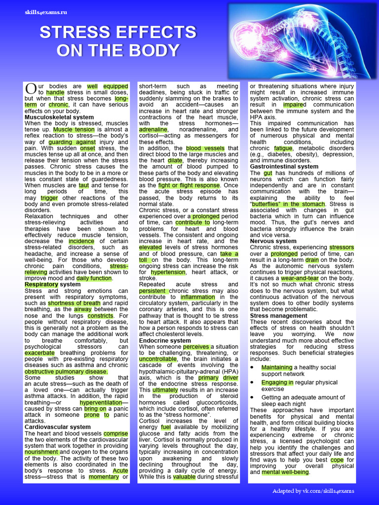 Skills4exams Article-Stress Effects On The Body | PDF | Stress (Biology ...