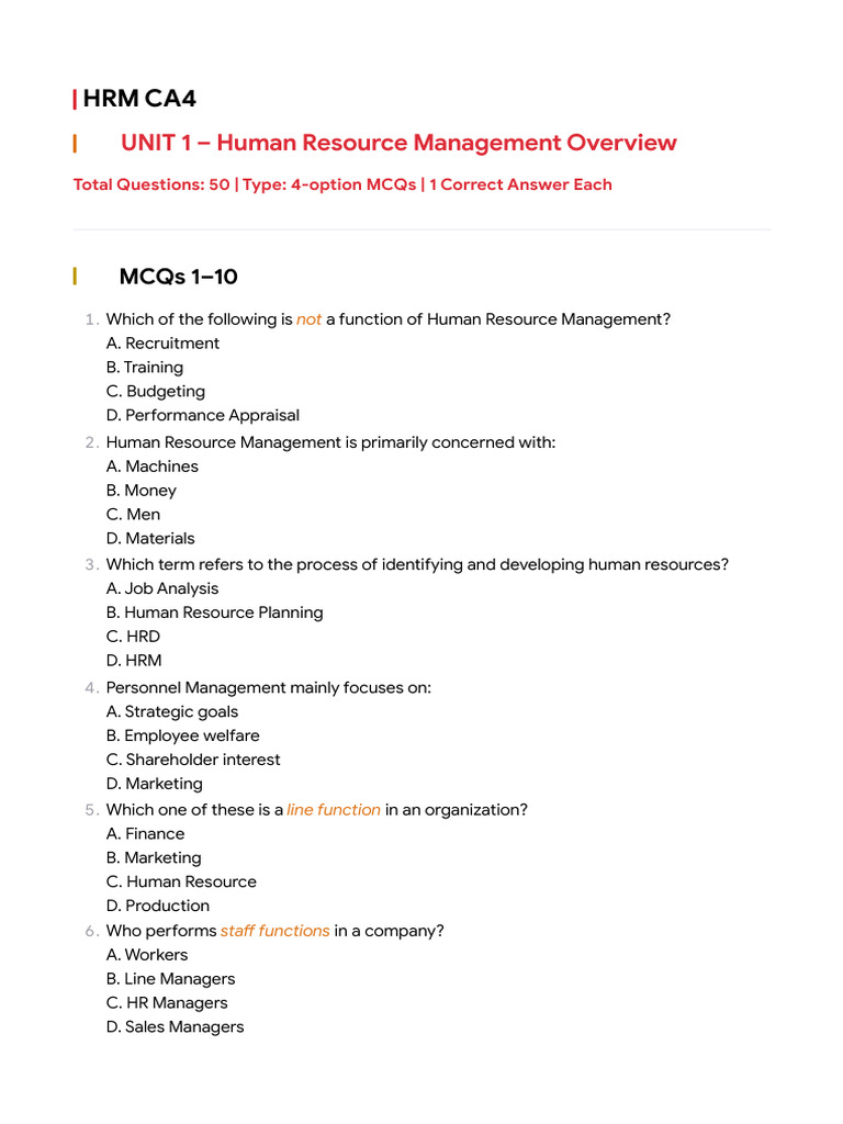 Key Functions of Human Resource Management | PDF | Human Resource ...