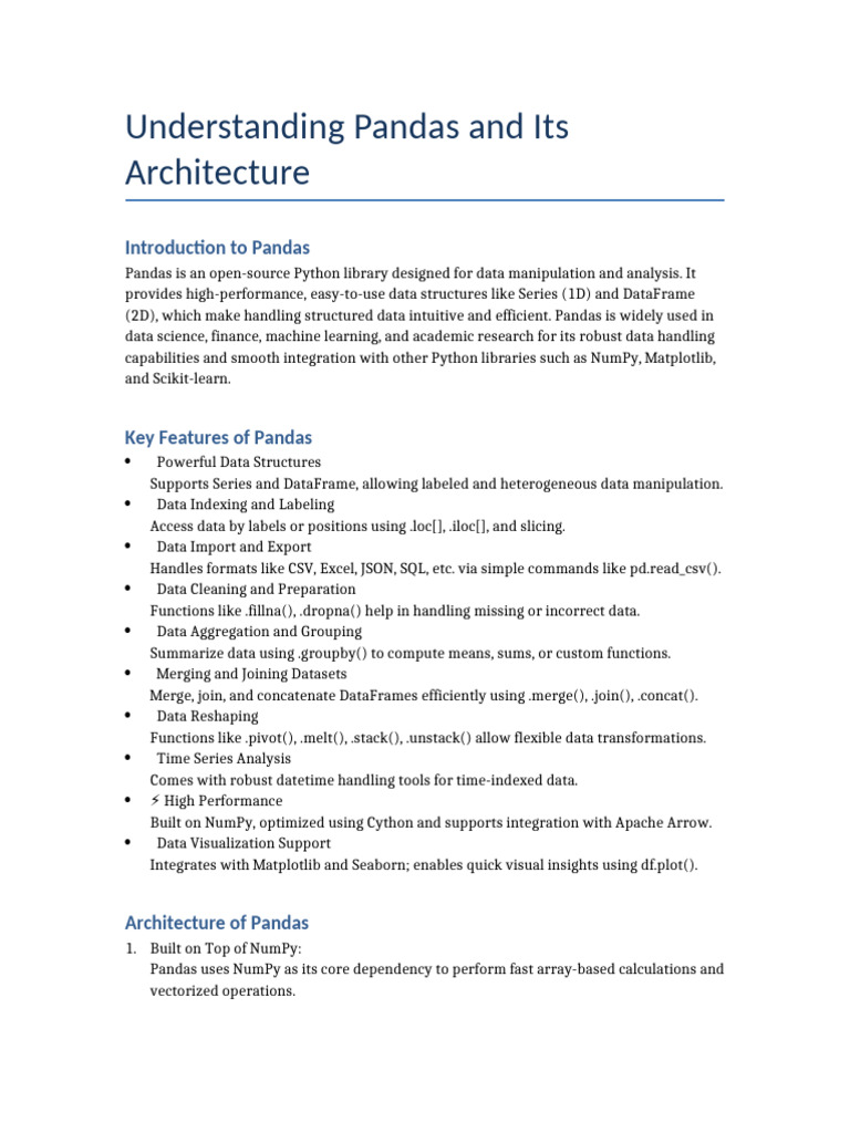 Pandas Understanding and Architecture | PDF | Data Management | Data