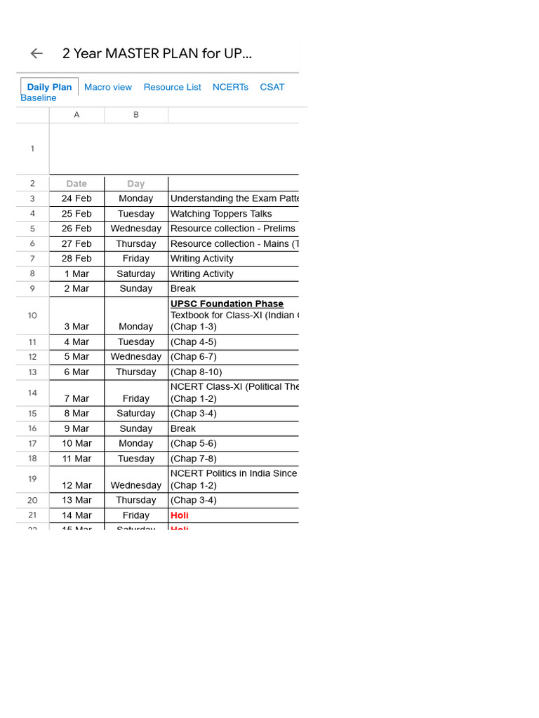 2 Year Master Plan For Upsc Cse 2026 - Google Drive | PDF