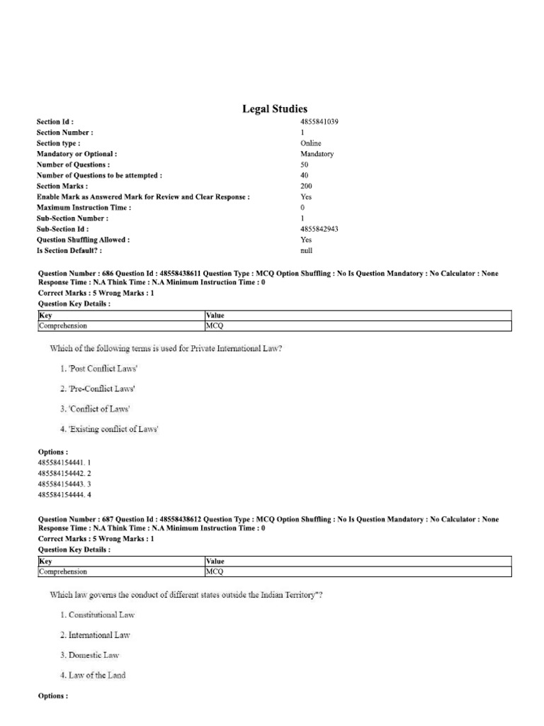 Legal Studies Previous Year Question Paper 2003 | PDF