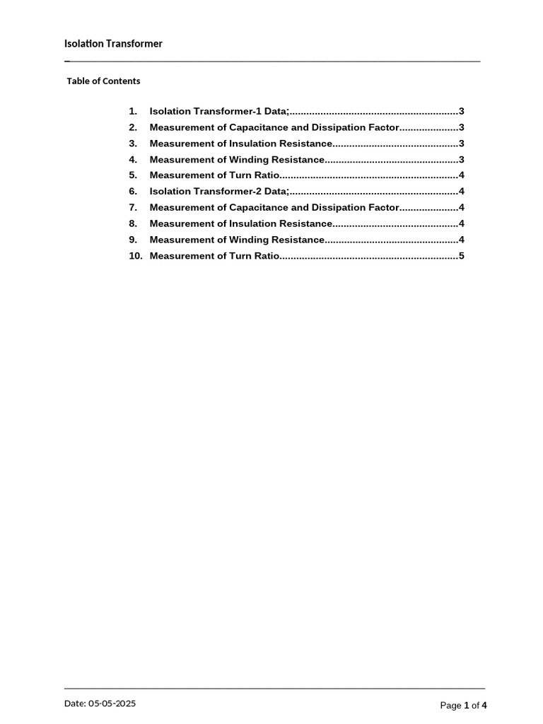 Isolation Transformer Testing Data | PDF | Transformer | Capacitance