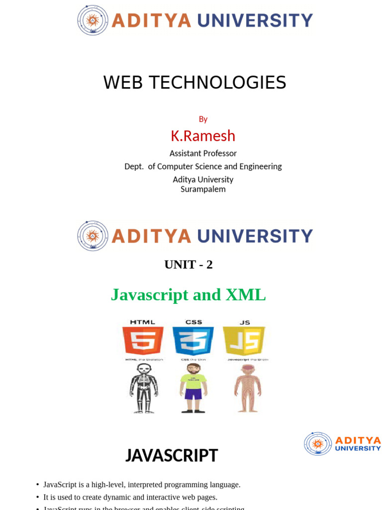 WebTechnologies_UNIT2 | PDF | Document Object Model | Xml