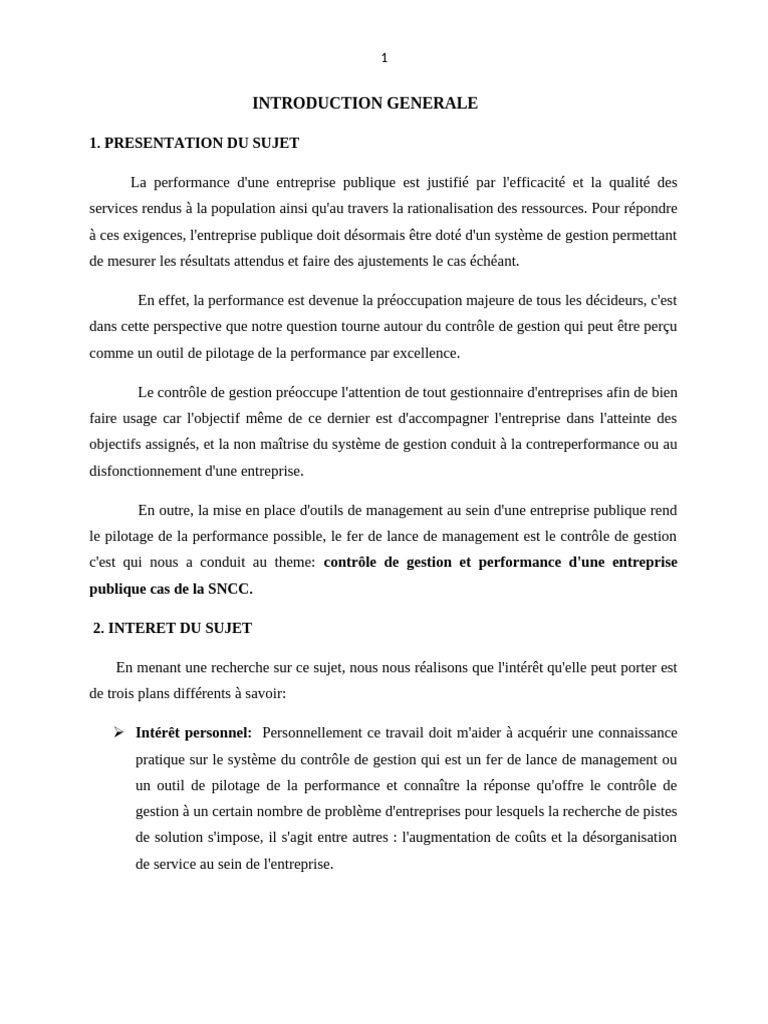 Contrôle de gestion et performance SNCC | PDF | Méthode scientifique