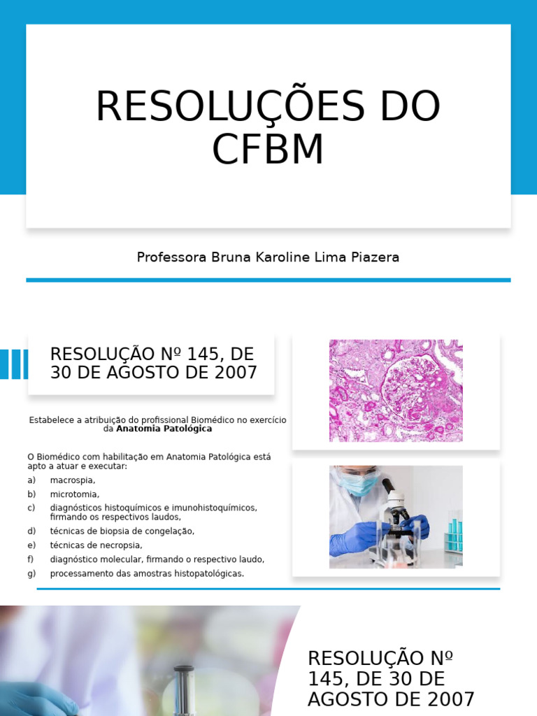 Aula 3 RESOLUÇÕES DO CFBM | PDF | Citopatologia | Imagiologia médica
