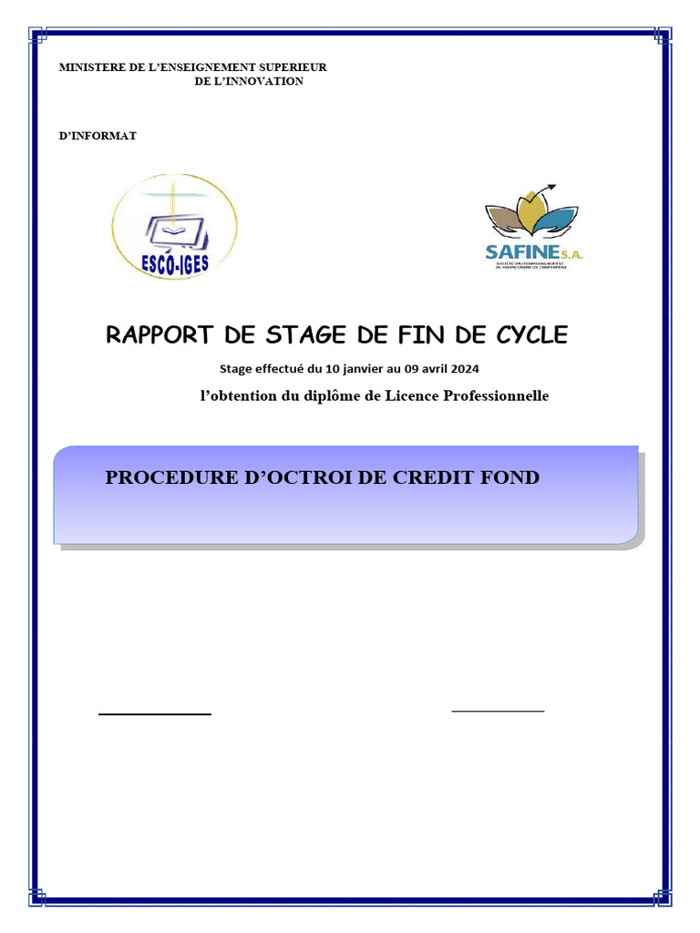 Octroi de Crédit à SAFINE SA au Burkina | PDF | Crédit | Finance et ...