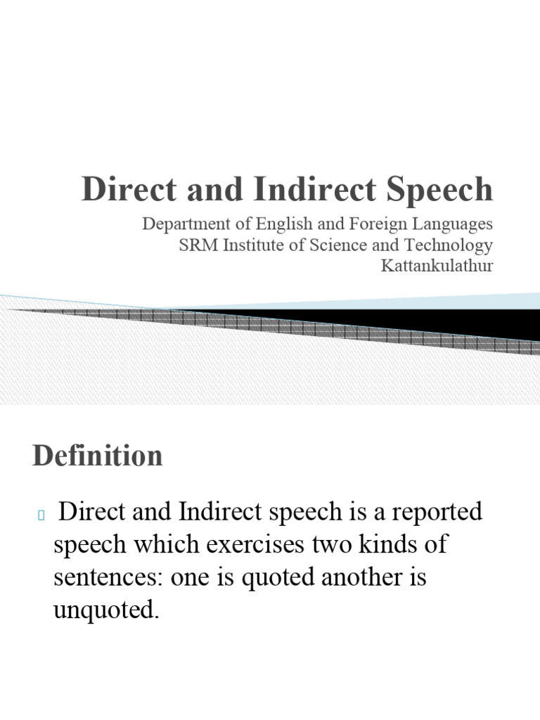 Understanding Direct and Indirect Speech | PDF | Question | Grammatical ...